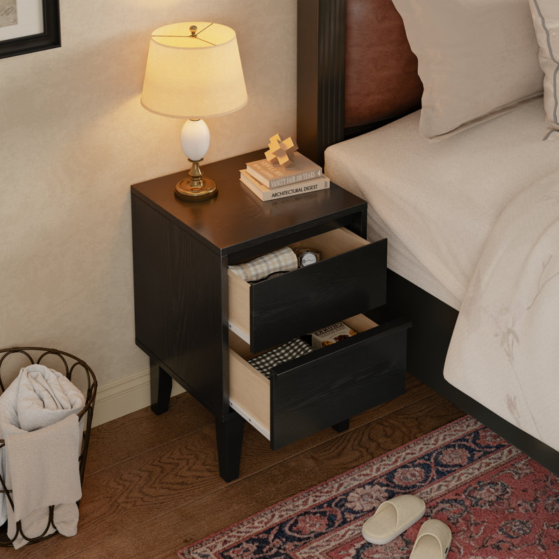 Tables de chevet en bois massif, Noir