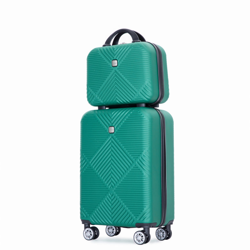 Ensemble de valises 2 pièces, valise légère en ABS, roues pivotantes, Green