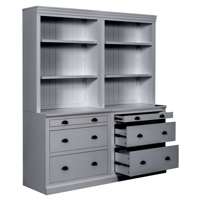 White Adjustable Corner Wood Bookcase Suite with LED Lighting