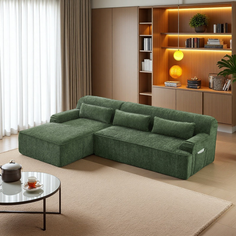 Chenille L-Shape Luxury Sectional Oversized Sofa,Mnimalist Design,Comfy Sleeper Couch For Living Room,Apartment&Reception Spaces,No Assembly Required