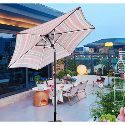 9FT UMBRELLA WITH LIGHT Red and Stripes