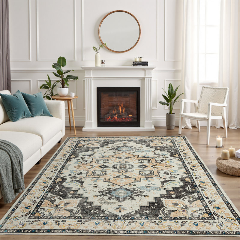 Rectangle Polyester Machine Woven Area Rug, Rectangle 8' x 10'