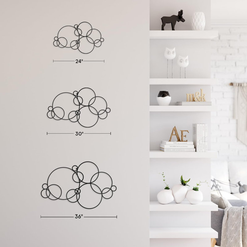 Décoration murale en métal, Noir, H 18 po x l 36 po x P 0,05 po
