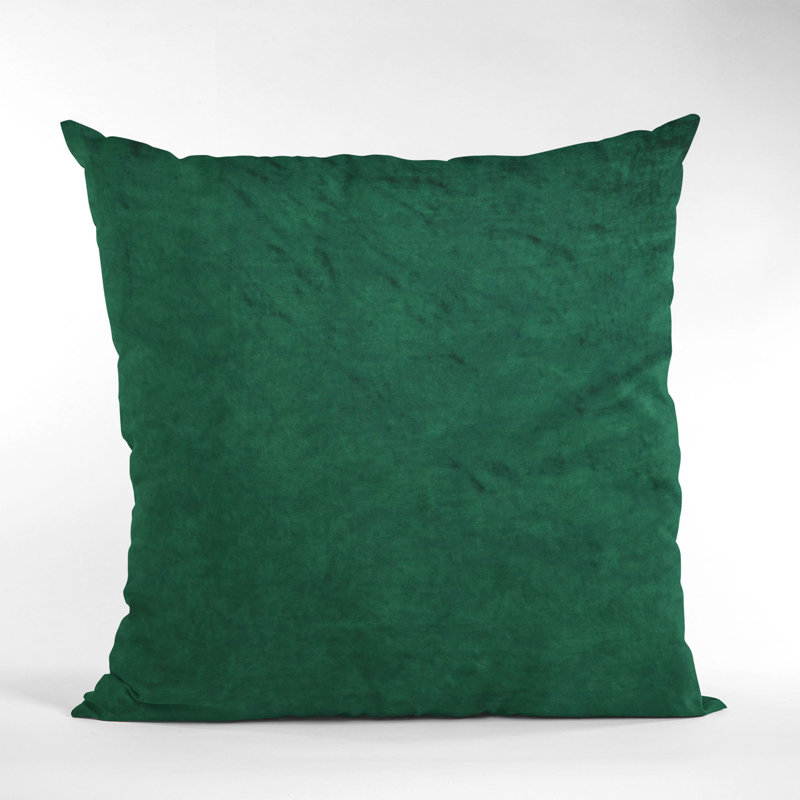 Coussin décoratif en velours brillant Plutus Lux, Émeraude, 22 po x 22 po