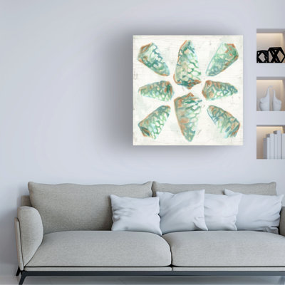 Art mural sur toile tendue - June Erica Vess «Saltwashed Shells III», décoration murale pour le salon, la chambre à coucher ou le bureau - 35 x 35