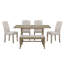 Ensemble de table de salle à manger 6 pièces, table à tréteaux rectangulaire, 4 chaises rembourrées et banc pour la salle à manger-964466338-964466340
