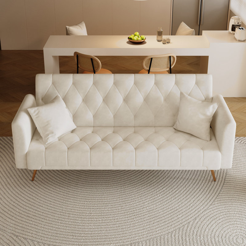 Jessika 71'' Velvet Sleeper,LuxuryConvertible Loveseat Sofa, Beige Velvet