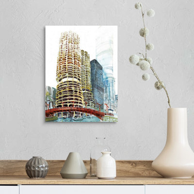 Reproduction d’art sur toile, "Chicago-Marina Towers" par Eleanor Doughty-impression sur toile