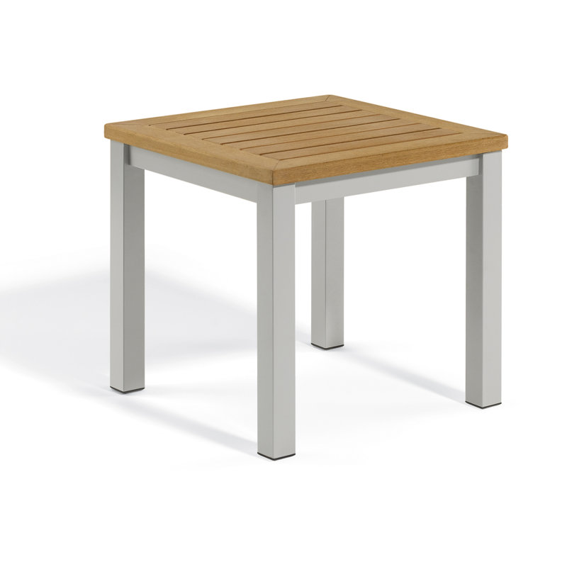 Travira Square Tekwood Outdoor Side Table, Natural Tekwood