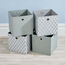 Marlow Home Co. Folding 2 Grey 2 Patterned Square Storage Utility Box  Fabric Cube 4Pc Basket Set & Reviews