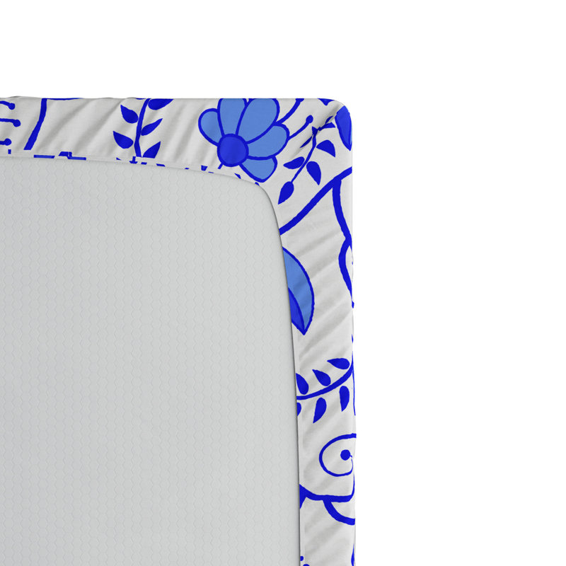 Microfiber Fitted Sheet, Queen Fitted Sheet, Azure Blue Floral