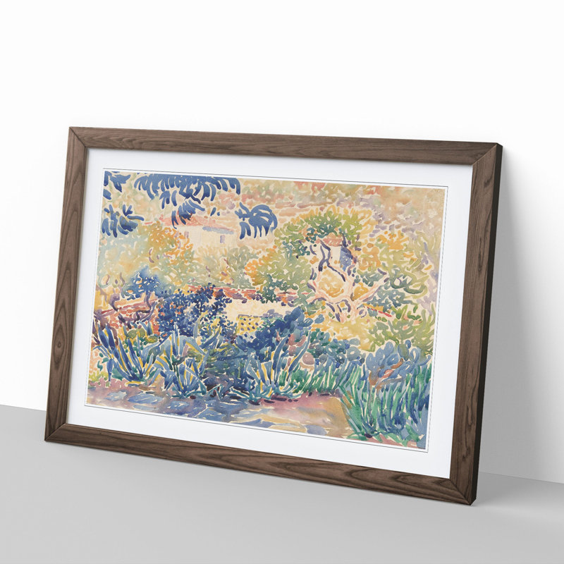 Landscape Vol.1 by Henri-Edmond Cross - Picture Frame Painting, Walnut Framed, 27cm H x 36cm W x 2cm D