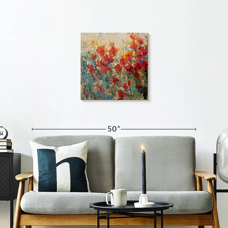 Champ de coquelicots rouges I, H 20 po x l 20 po