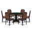 Ensemble de table de cuisine 7 pièces avec 6 chaises de cuisine en polyester texturé brun, haut dossier et une table de cuisine au fini noir sablé.-1662195591-1672200591