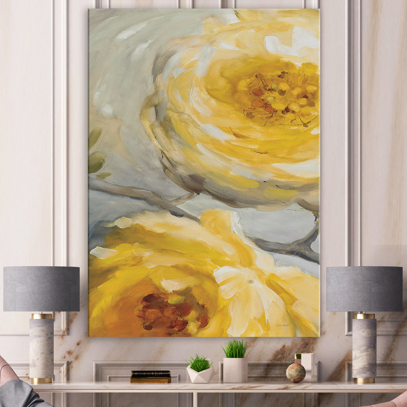 Floral Sunshine Yellow Flower Canvas Painting - Yellow Flower III, 20" H x 12" W x 1" D