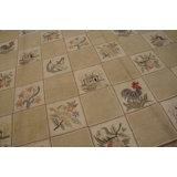 Antique American Hooked Rug Large Wool Ivory