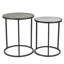Ensemble de deux tables gigognes rondes en bois massif gris foncé et gris pâle de 22 pouces