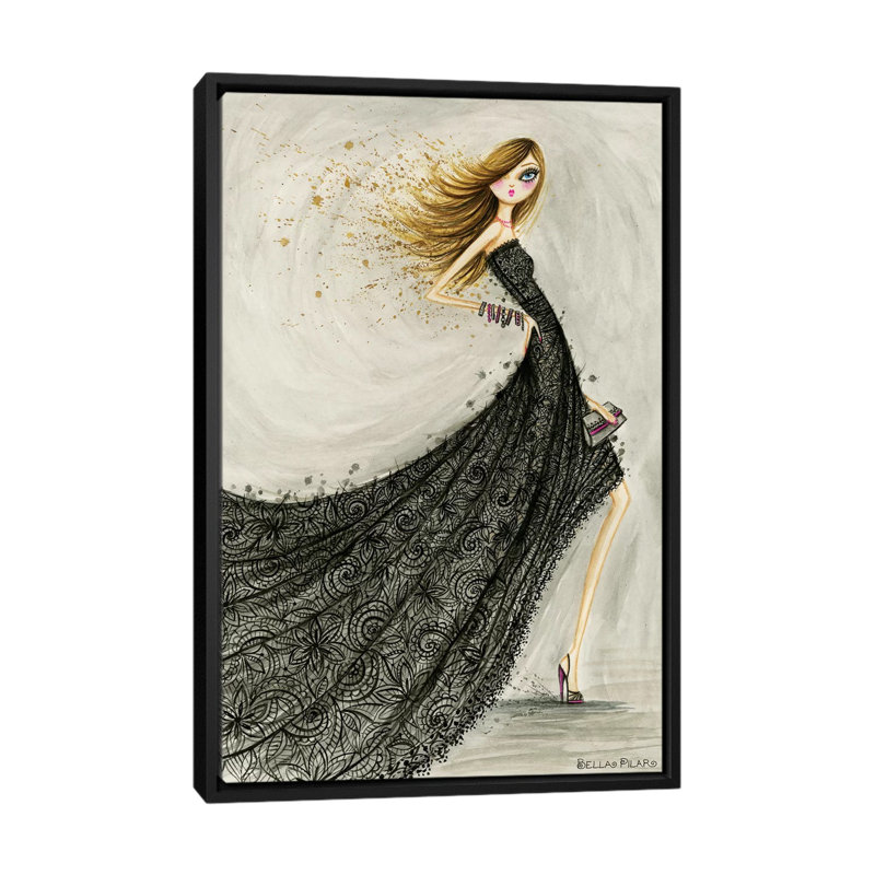 Jolie dentelle, reproduction d’art sur toile tendue, H 26 po x l 18 po x P 1,5 po, Toile avec cadre noir, Pas de tapis