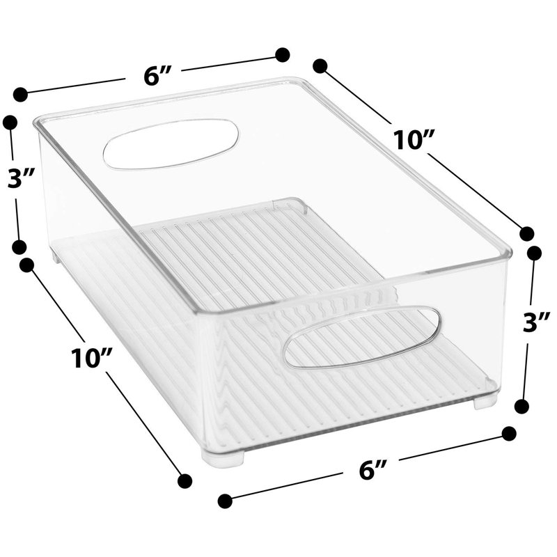 Hosler 6 Pack Medium Stackable Clear Storage and Organizer Bins with Handles