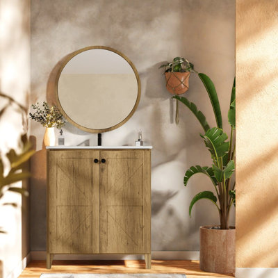 Meuble-lavabo gris antique peu encombrant avec lavabo en céramique, installation facile