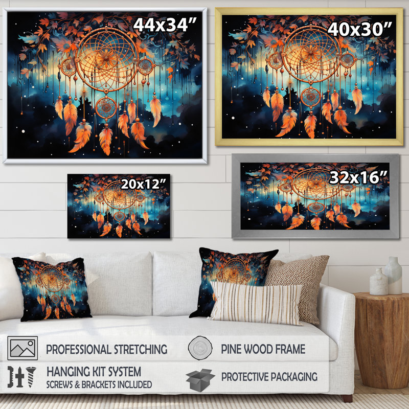 Mystic Dreamcatcher Dreamscape I - reproduction d'art sur toile, H 34 po x l 44 po x P 1,5 po, Cadre simple blanc