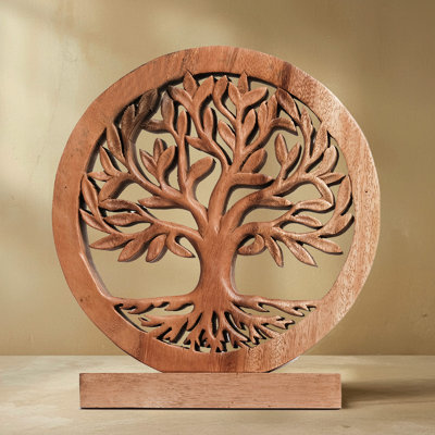 Triana Wooden Tree of Life Handmade Sculpture (Medium Size) – Unique Wooden Art for Living Room, Shelf, Table Top, Christmas Decor & Mother’s Day Gift for Mom