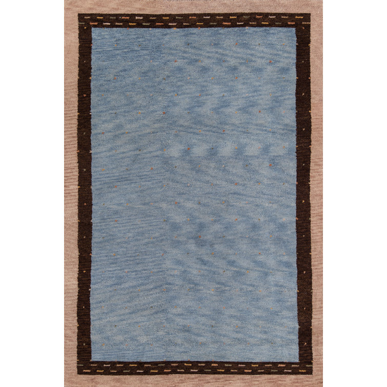 Tapis gris en laine noué à la main Havsa