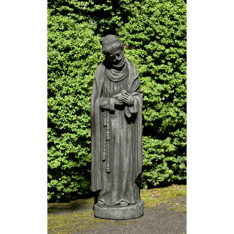 Statue de Saint-François avec bébé oiseau, Pierre alpine