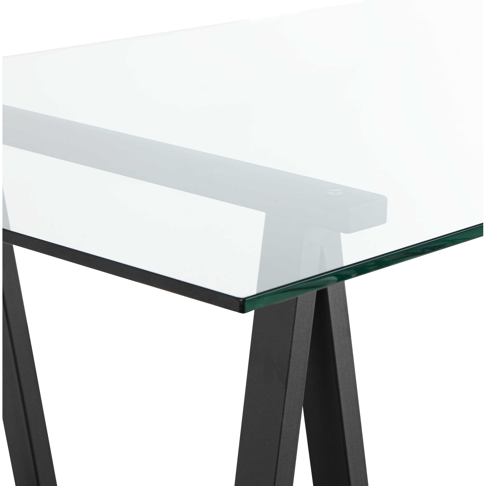 71" Glass Writing Desk, 30" H x 71" W x 36" D, Black