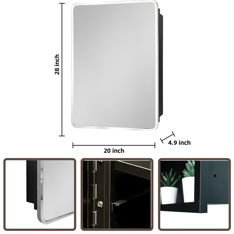 Armoire à pharmacie pour salle de bain, H 28 po x l 20 po x P 4,9 po