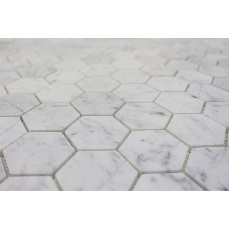 2" x 2" Marble Honeycomb Mosaic Wall & Floor Tile, Bianco Carrara