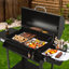 Royal Gourmet 30" Barrel Charcoal Grill with Smoker and Side Tables
