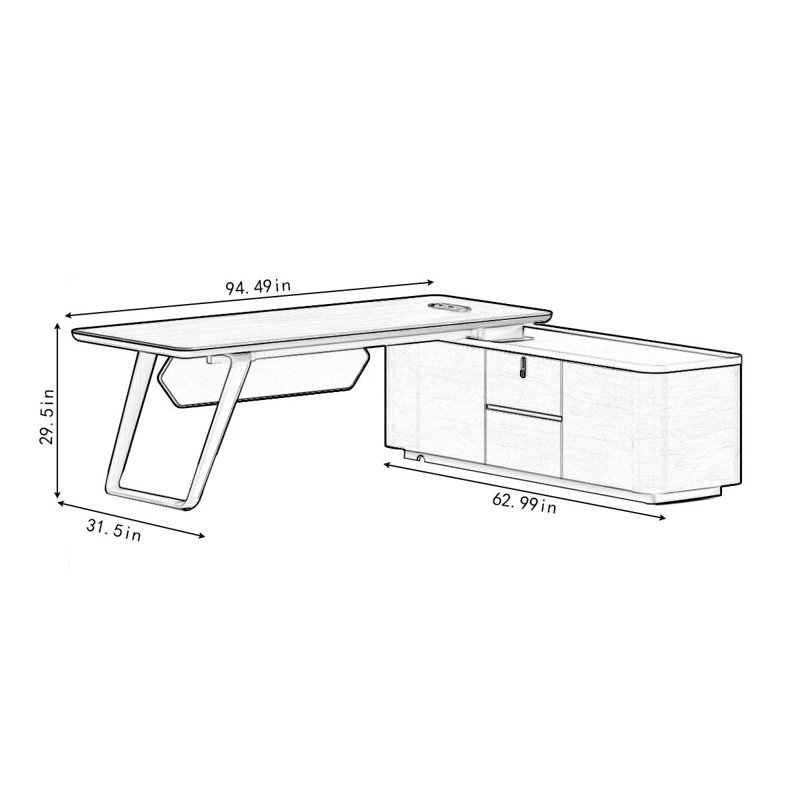 Teacher's computer desk with a right side cabinet