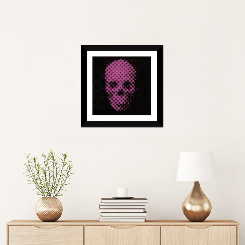 « rose crâne », impression sur toile, H 16 po x l 16 po x P 1 po, Papier d'art encadré noir, Blanc