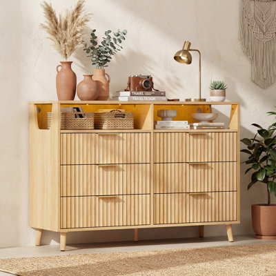 Armoire 6 tiroirs avec panneau DEL cannelé RVB l 47 po