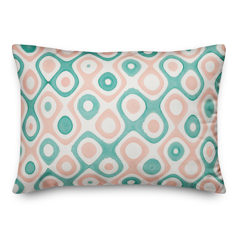  Polyester Indoor/Outdoor Throw Pillow, Pink/Teal, 14" H x 20" W