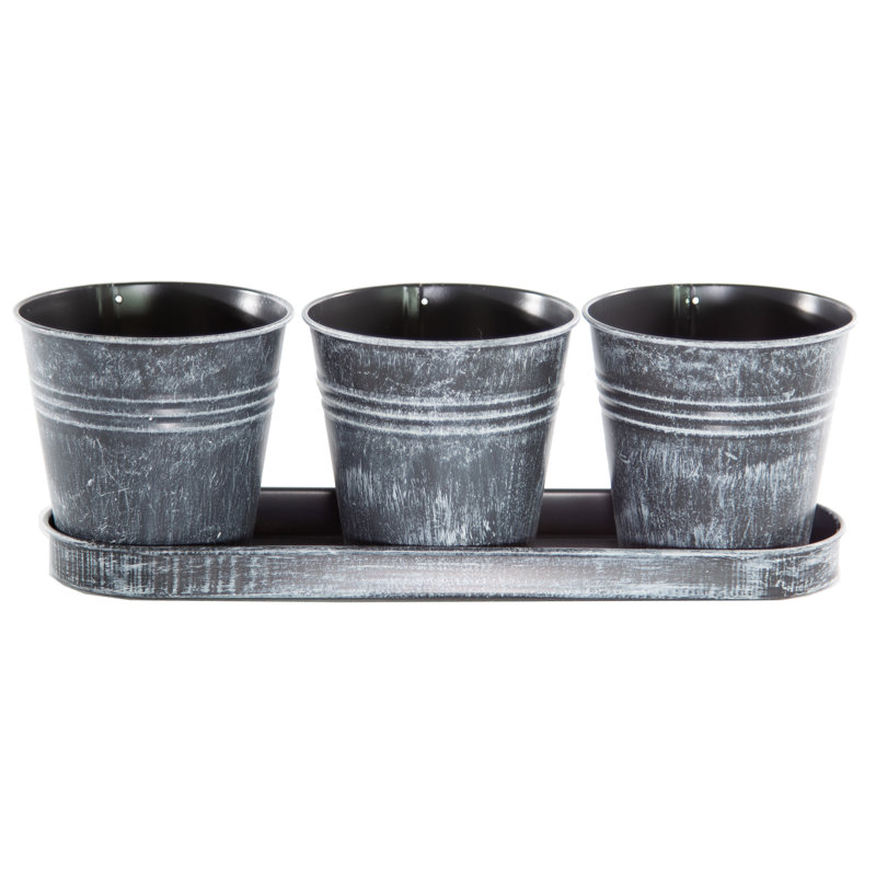 Northwoods Metal Pot Planter, Antique Black