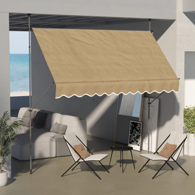 Auvent pare-soleil pour terrasse 118 po, rétractable avec tissu UV30 + et pieds réglables, pour terrasse, porche, fenêtre, auvent de terrasse beige