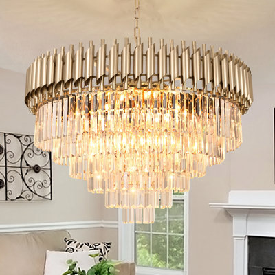 Melar 17-Light Dimmable Crystal Tiered Chandelier