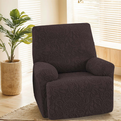 Velvet 4-Piece Recliner Cover With Elastic Fit – Stretch Jacquard  Slipcover For Reclining Chairs, Pet/Kid Proof