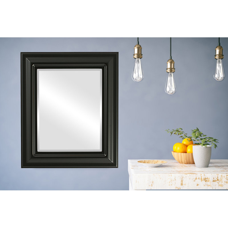 Miroir biseauté moderne et contemporain Woke, Noir mat, 25 po x 21 po