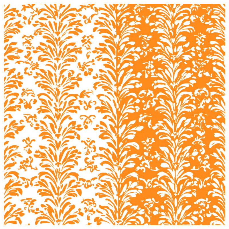 Orange Damask Pattern Double Sided Throw Pillows, 16 x 16 inches