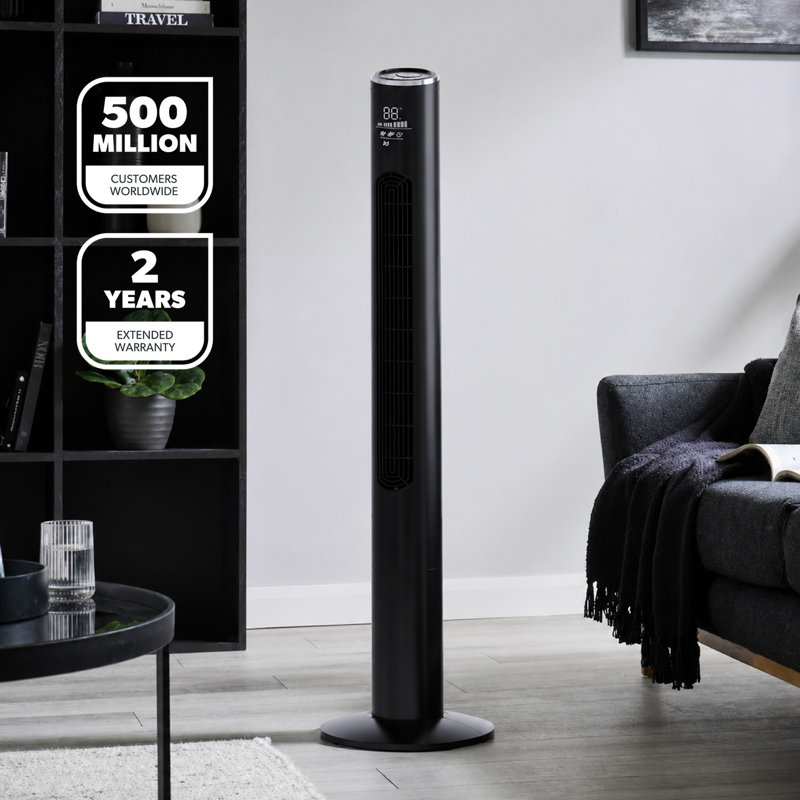 GEEPAS 46" Silent Tower Fan with Remote Control | Bladeless Oscillating Cooling Fan 3 Speeds 3 Modes Normal/Natural/Sleep 12H Timer Automatic Shutoff | Electric Cooling Fan Standing Air Circulator for Home Office Bedroom, 50W
