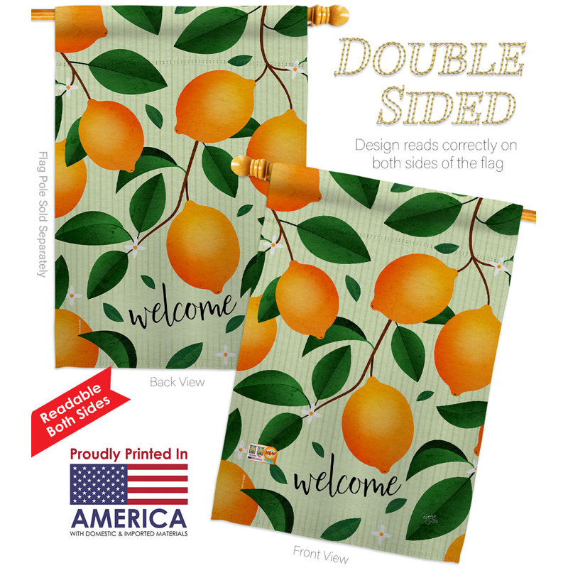 Drapeau de jardin en polyester Welcome Lemon, H 40 po x l 28 po
