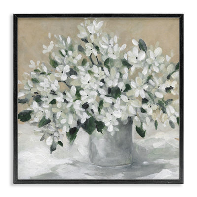 Fleurs en pot blanches, estampe numérique encadrée par Carol Robinson
