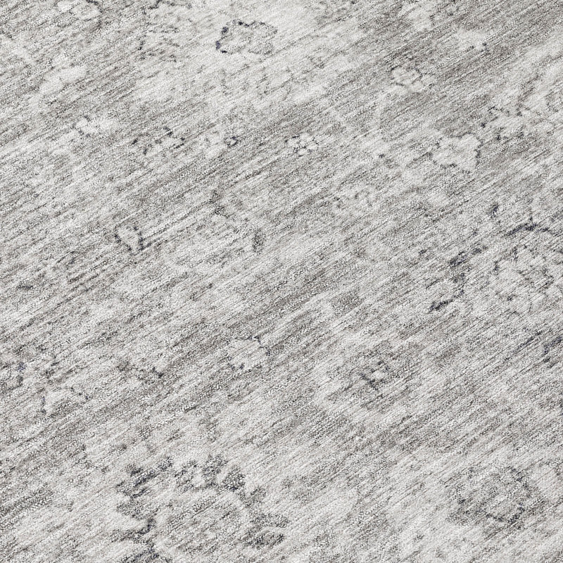 Gray Flat Woven Rectangular Washable Area Rug