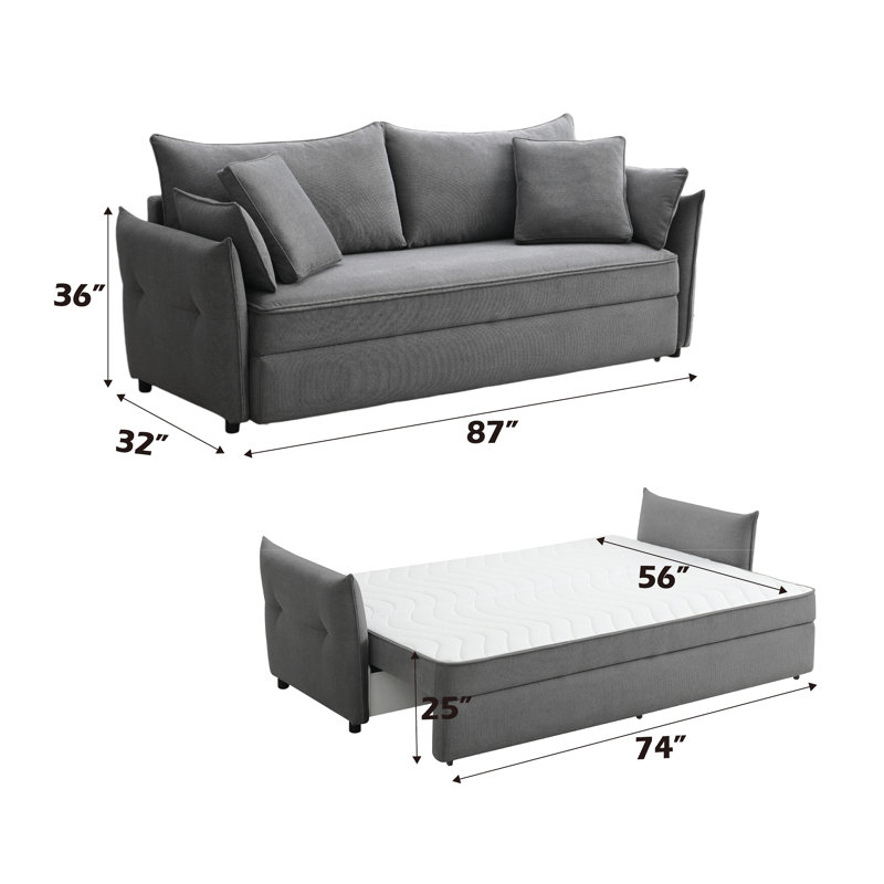 Lit gigogne en tissu avec rangement Irina, Gris