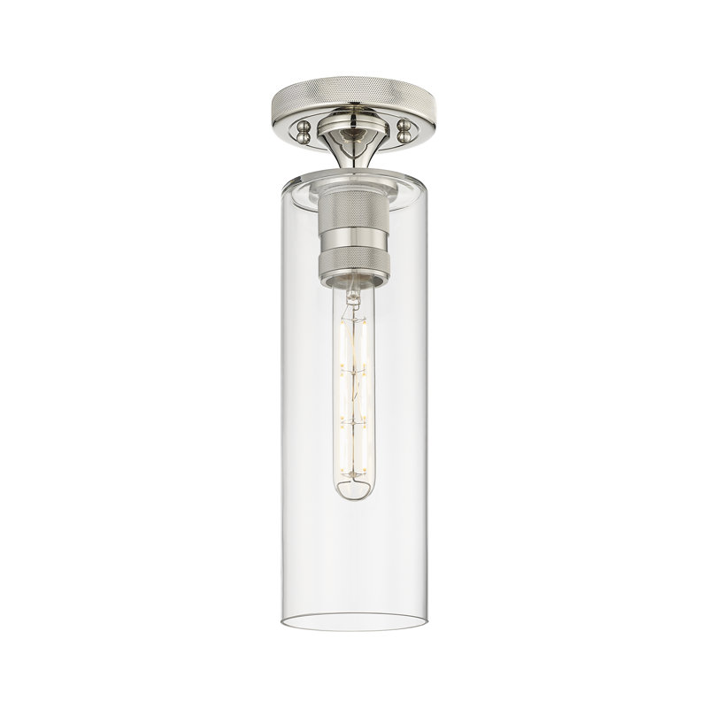 Plafonnier encastré 1 lumière Crown Point, Clair, H 15 po x l 4,5 po x P 4,5 po, Nickel poli