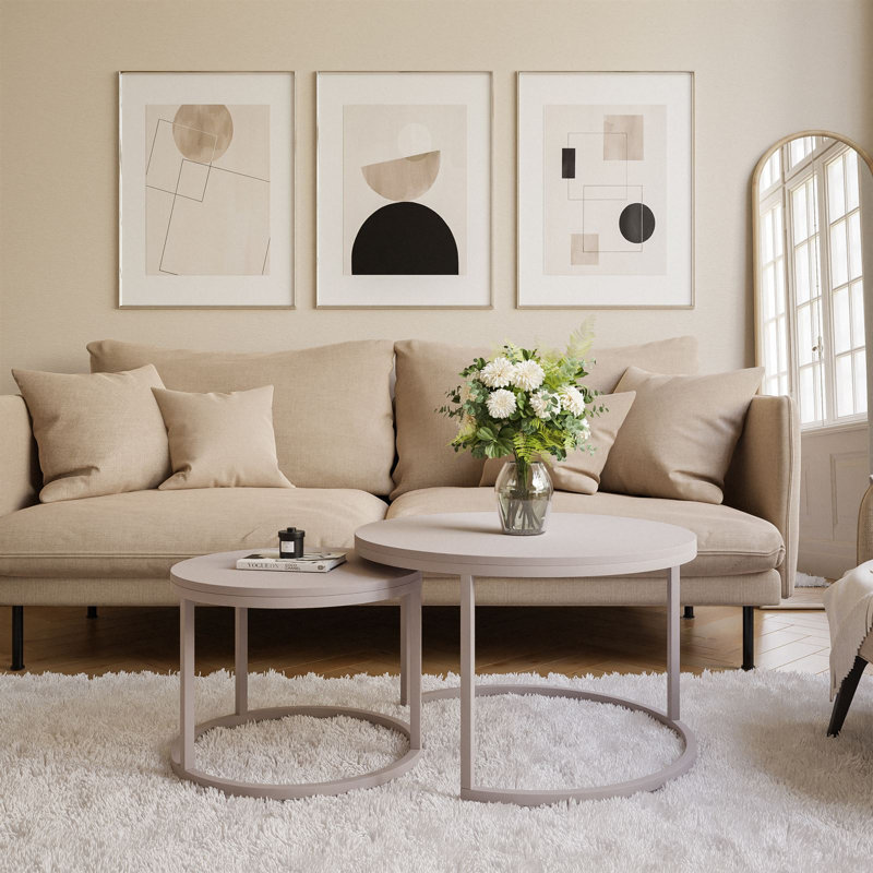 Neika 2 Piece Coffee Table, Cashmere, Wood