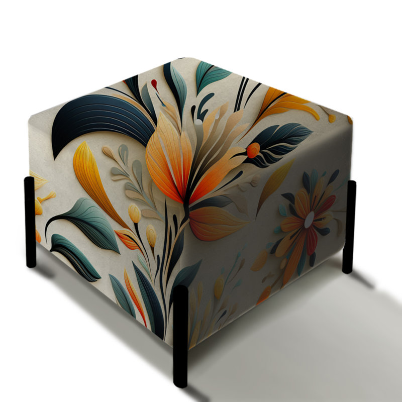 Éclectique jaune, motif floral bohème - repose-pieds carré botanique
